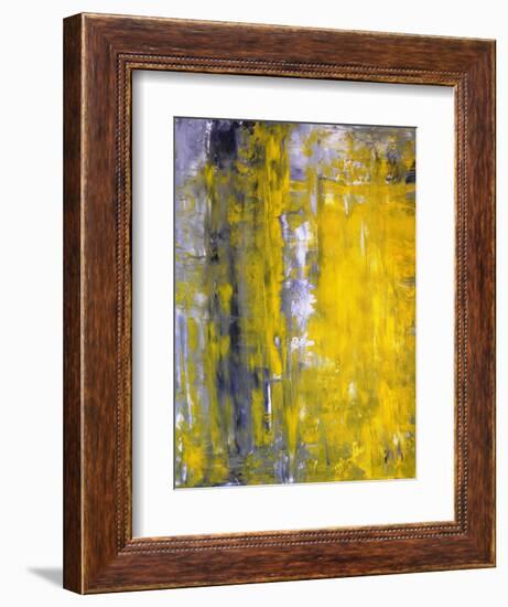 Grey And Yellow Abstract Art Painting-T30Gallery-Framed Art Print