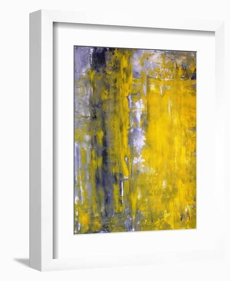 Grey And Yellow Abstract Art Painting-T30Gallery-Framed Art Print