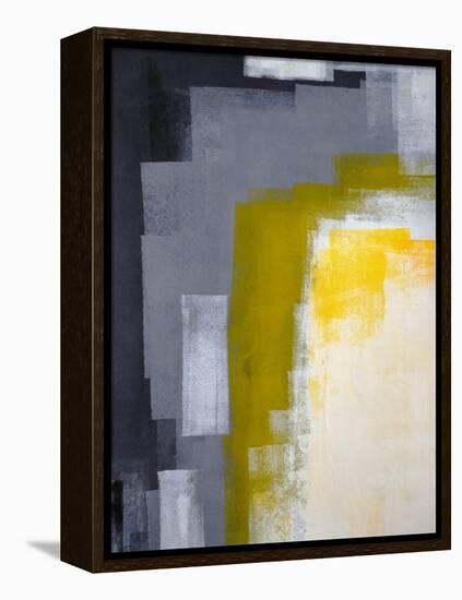 Grey And Yellow Abstract Art Painting-T30Gallery-Framed Stretched Canvas