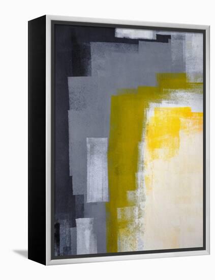 Grey And Yellow Abstract Art Painting-T30Gallery-Framed Stretched Canvas