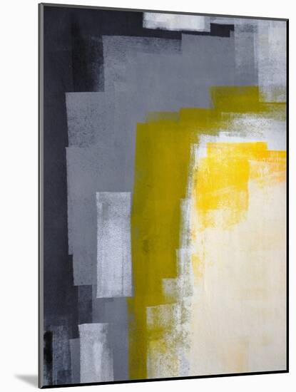 Grey And Yellow Abstract Art Painting-T30Gallery-Mounted Art Print