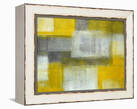 Grey and Yellow Abstract Art Painting-T30Gallery-Framed Stretched Canvas