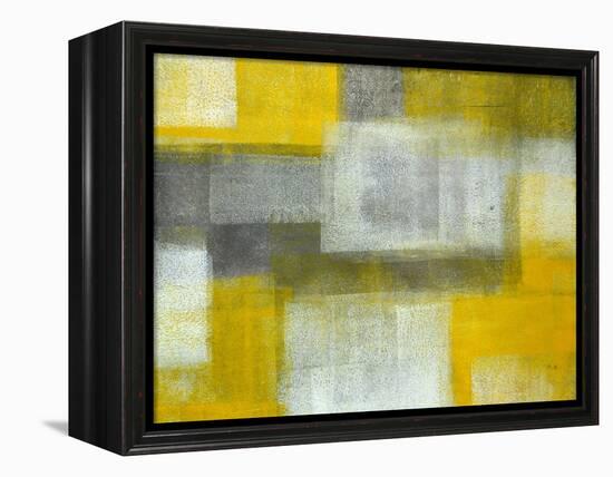 Grey and Yellow Abstract Art Painting-T30Gallery-Framed Stretched Canvas