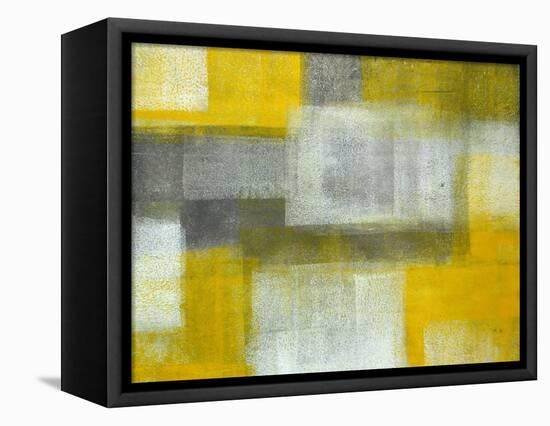 Grey and Yellow Abstract Art Painting-T30Gallery-Framed Stretched Canvas