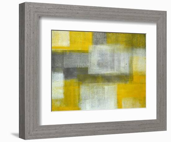 Grey and Yellow Abstract Art Painting-T30Gallery-Framed Art Print