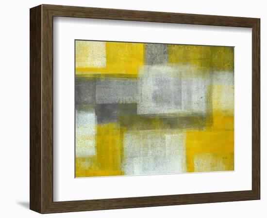 Grey and Yellow Abstract Art Painting-T30Gallery-Framed Art Print