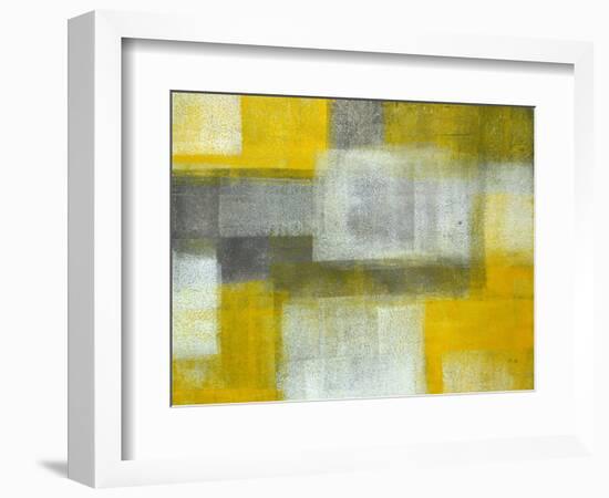 Grey and Yellow Abstract Art Painting-T30Gallery-Framed Art Print