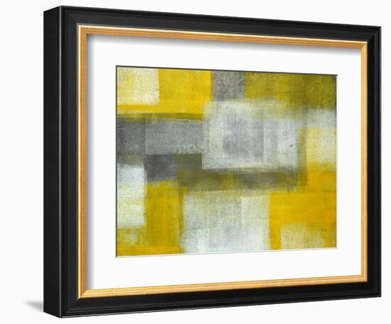 Grey and Yellow Abstract Art Painting-T30Gallery-Framed Art Print