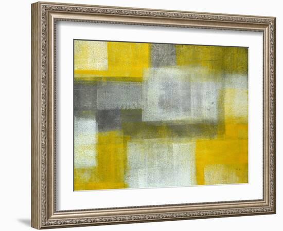 Grey and Yellow Abstract Art Painting-T30Gallery-Framed Art Print