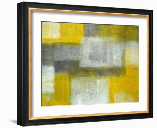 Grey and Yellow Abstract Art Painting-T30Gallery-Framed Art Print