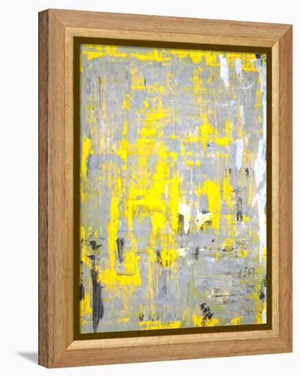 Grey and Yellow Abstract Art Painting-T30Gallery-Framed Stretched Canvas