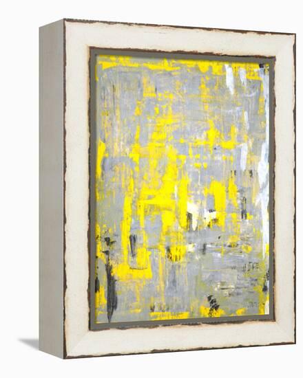 Grey and Yellow Abstract Art Painting-T30Gallery-Framed Stretched Canvas