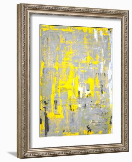 Grey and Yellow Abstract Art Painting-T30Gallery-Framed Art Print