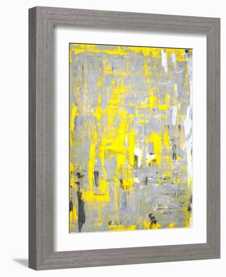 Grey and Yellow Abstract Art Painting-T30Gallery-Framed Art Print