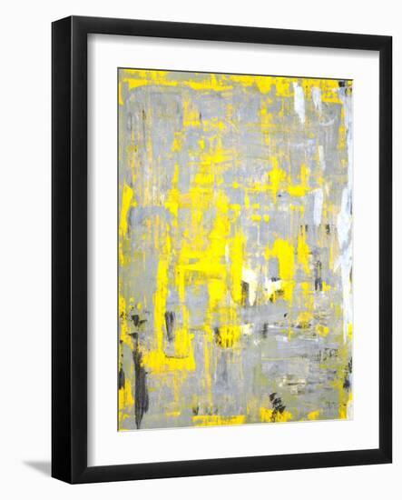 Grey and Yellow Abstract Art Painting-T30Gallery-Framed Art Print