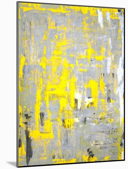 Grey and Yellow Abstract Art Painting-T30Gallery-Mounted Art Print