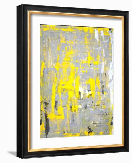 Grey and Yellow Abstract Art Painting-T30Gallery-Framed Art Print