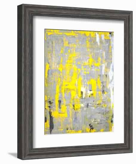 Grey and Yellow Abstract Art Painting-T30Gallery-Framed Art Print