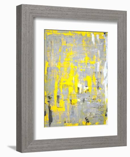 Grey and Yellow Abstract Art Painting-T30Gallery-Framed Art Print