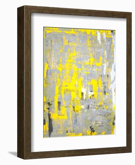 Grey and Yellow Abstract Art Painting-T30Gallery-Framed Art Print