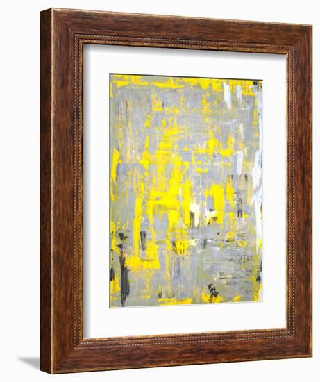 Grey and Yellow Abstract Art Painting-T30Gallery-Framed Art Print