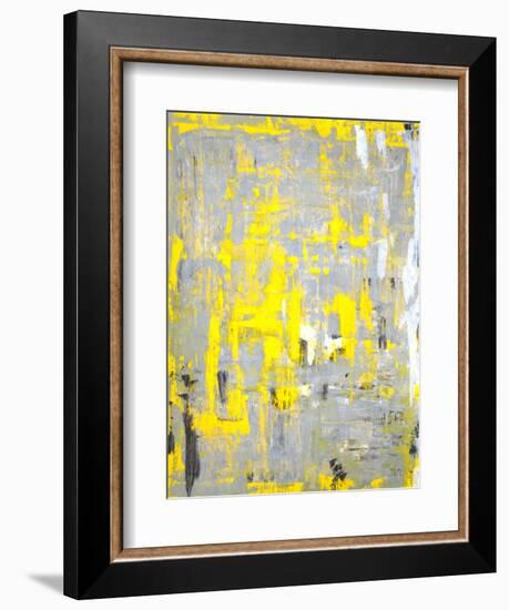 Grey and Yellow Abstract Art Painting-T30Gallery-Framed Art Print