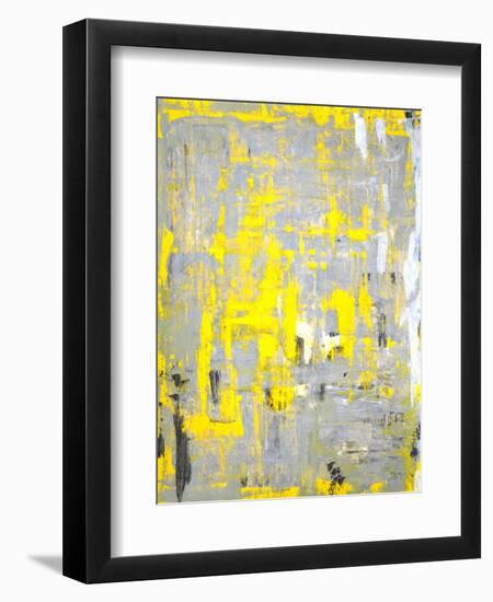 Grey and Yellow Abstract Art Painting-T30Gallery-Framed Art Print