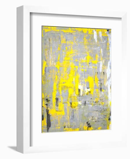 Grey and Yellow Abstract Art Painting-T30Gallery-Framed Art Print