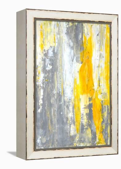 Grey and Yellow Abstract Art Painting-T30Gallery-Framed Stretched Canvas