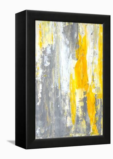 Grey and Yellow Abstract Art Painting-T30Gallery-Framed Stretched Canvas