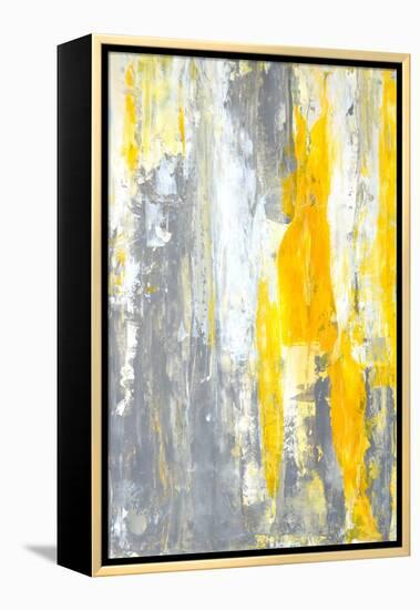 Grey and Yellow Abstract Art Painting-T30Gallery-Framed Stretched Canvas