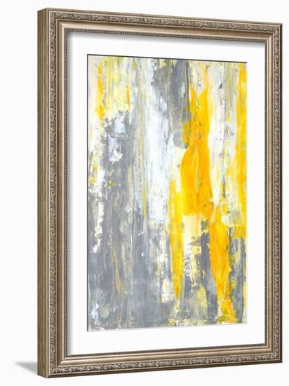 Grey and Yellow Abstract Art Painting-T30Gallery-Framed Art Print