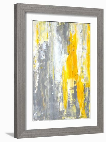 Grey and Yellow Abstract Art Painting-T30Gallery-Framed Art Print