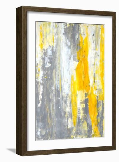 Grey and Yellow Abstract Art Painting-T30Gallery-Framed Art Print