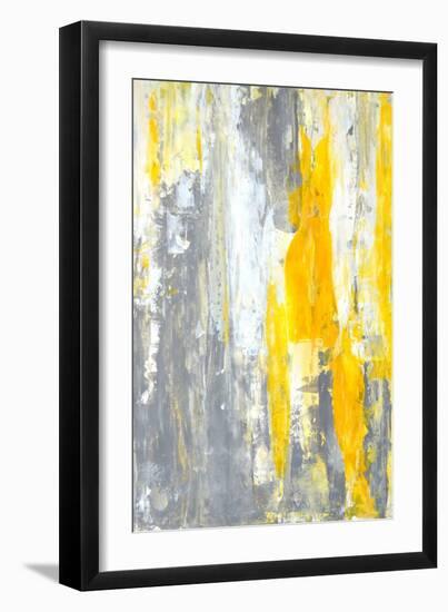 Grey and Yellow Abstract Art Painting-T30Gallery-Framed Art Print