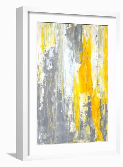 Grey and Yellow Abstract Art Painting-T30Gallery-Framed Art Print