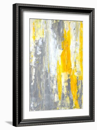 Grey and Yellow Abstract Art Painting-T30Gallery-Framed Art Print