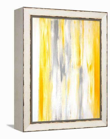 Grey and Yellow Abstract Art Painting-T30Gallery-Framed Stretched Canvas