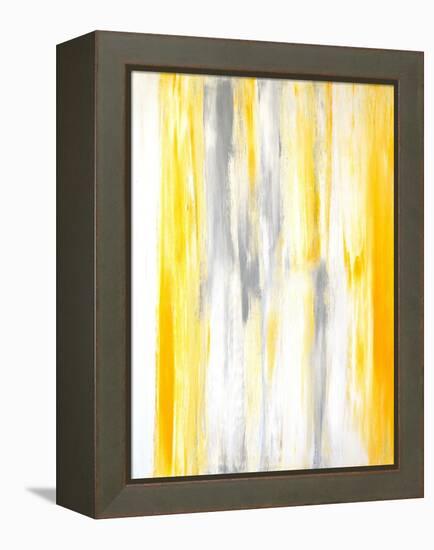 Grey and Yellow Abstract Art Painting-T30Gallery-Framed Stretched Canvas