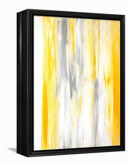 Grey and Yellow Abstract Art Painting-T30Gallery-Framed Stretched Canvas