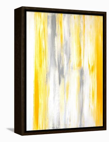 Grey and Yellow Abstract Art Painting-T30Gallery-Framed Stretched Canvas