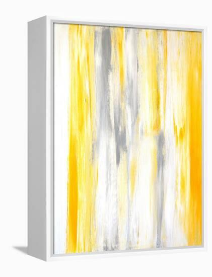 Grey and Yellow Abstract Art Painting-T30Gallery-Framed Stretched Canvas