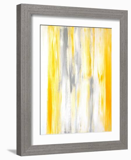 Grey and Yellow Abstract Art Painting-T30Gallery-Framed Art Print