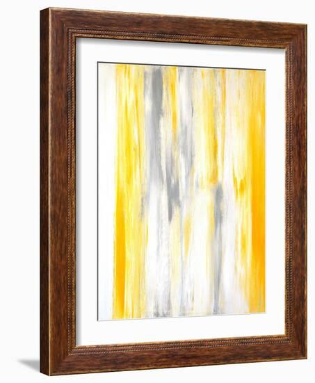 Grey and Yellow Abstract Art Painting-T30Gallery-Framed Art Print