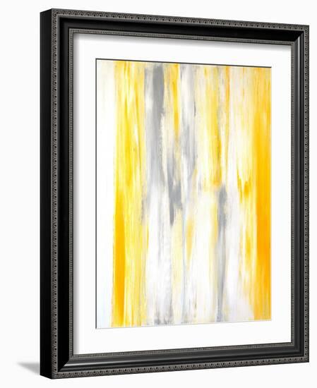 Grey and Yellow Abstract Art Painting-T30Gallery-Framed Art Print