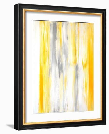 Grey and Yellow Abstract Art Painting-T30Gallery-Framed Art Print