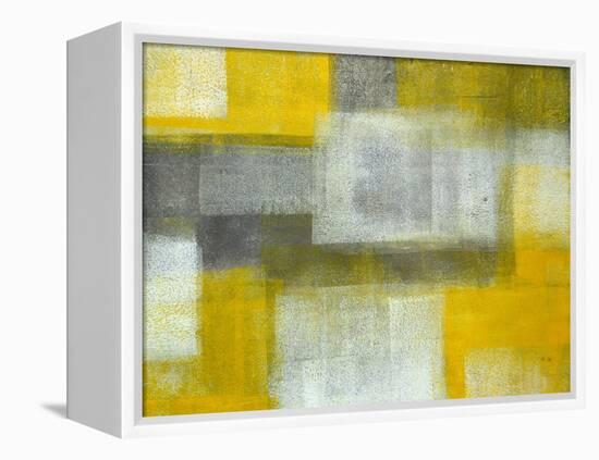 Grey and Yellow Abstract Art Painting-T30Gallery-Framed Stretched Canvas