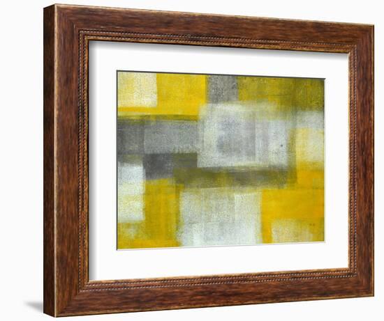 Grey and Yellow Abstract Art Painting-T30Gallery-Framed Art Print