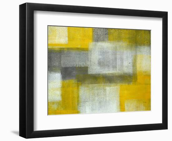 Grey and Yellow Abstract Art Painting-T30Gallery-Framed Art Print