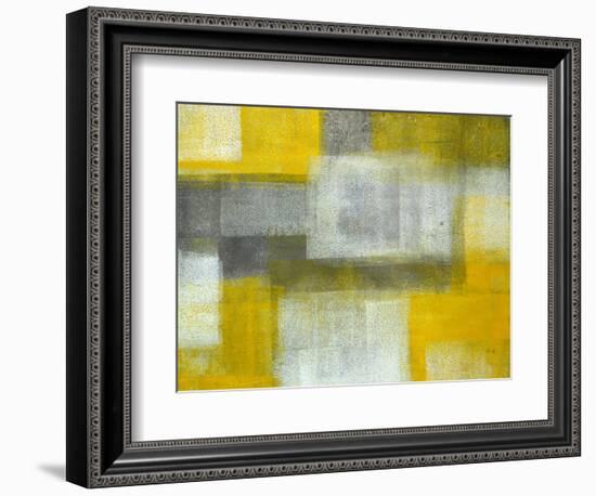 Grey and Yellow Abstract Art Painting-T30Gallery-Framed Art Print